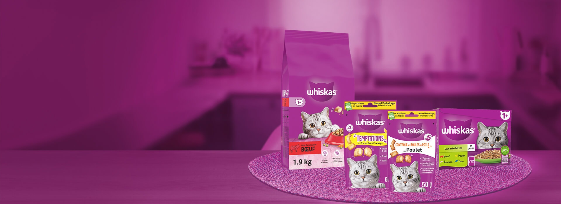 Aliments WHISKAS® pour chats 1 an et +