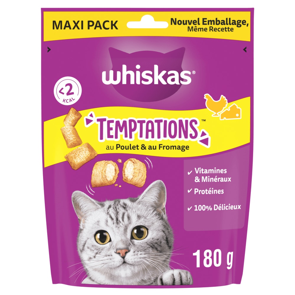 WHISKAS® TEMPTATIONS™ Au Poulet Et Fromage Friandises Pour Chat Adulte 180g - 1