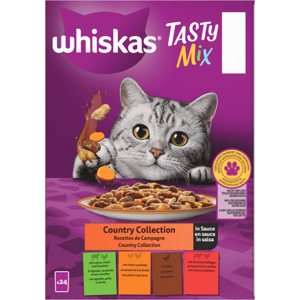 WHISKAS® Tasty Mix Sachets Fraîcheur Recettes De Campagne En Sauce Pour Chat Adulte 4 Variétés 24 x 85g - 2