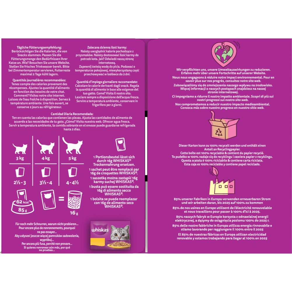 WHISKAS® Tasty Mix Sachets Fraîcheur Recettes De Campagne En Sauce Pour Chat Adulte 4 Variétés 24 x 85g - 4