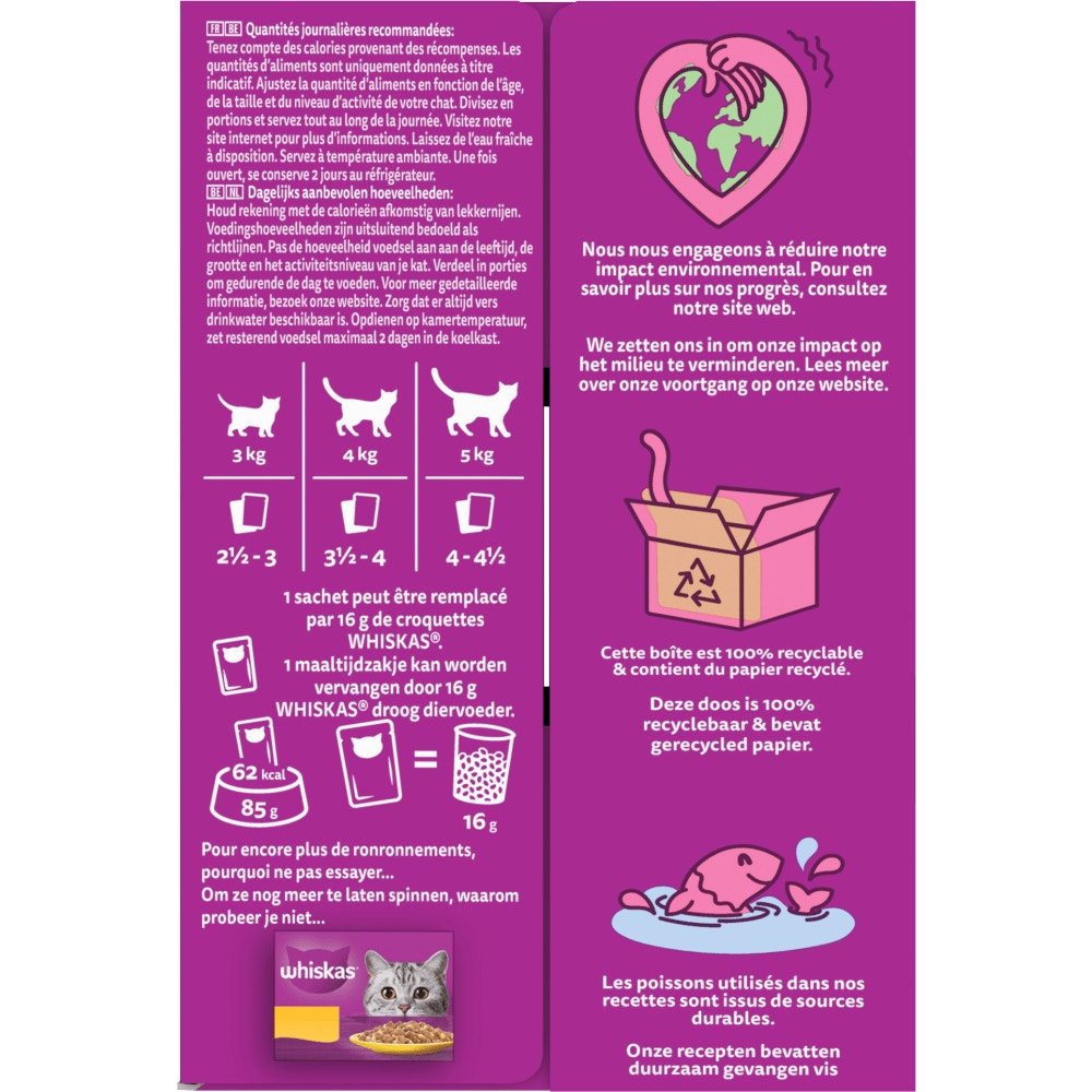WHISKAS® Tasty Mix Sachets Fraîcheur Sélection Du Chef En Sauce Pour Chat Adulte 4 Variétés 12 & 40 x 85g - 4