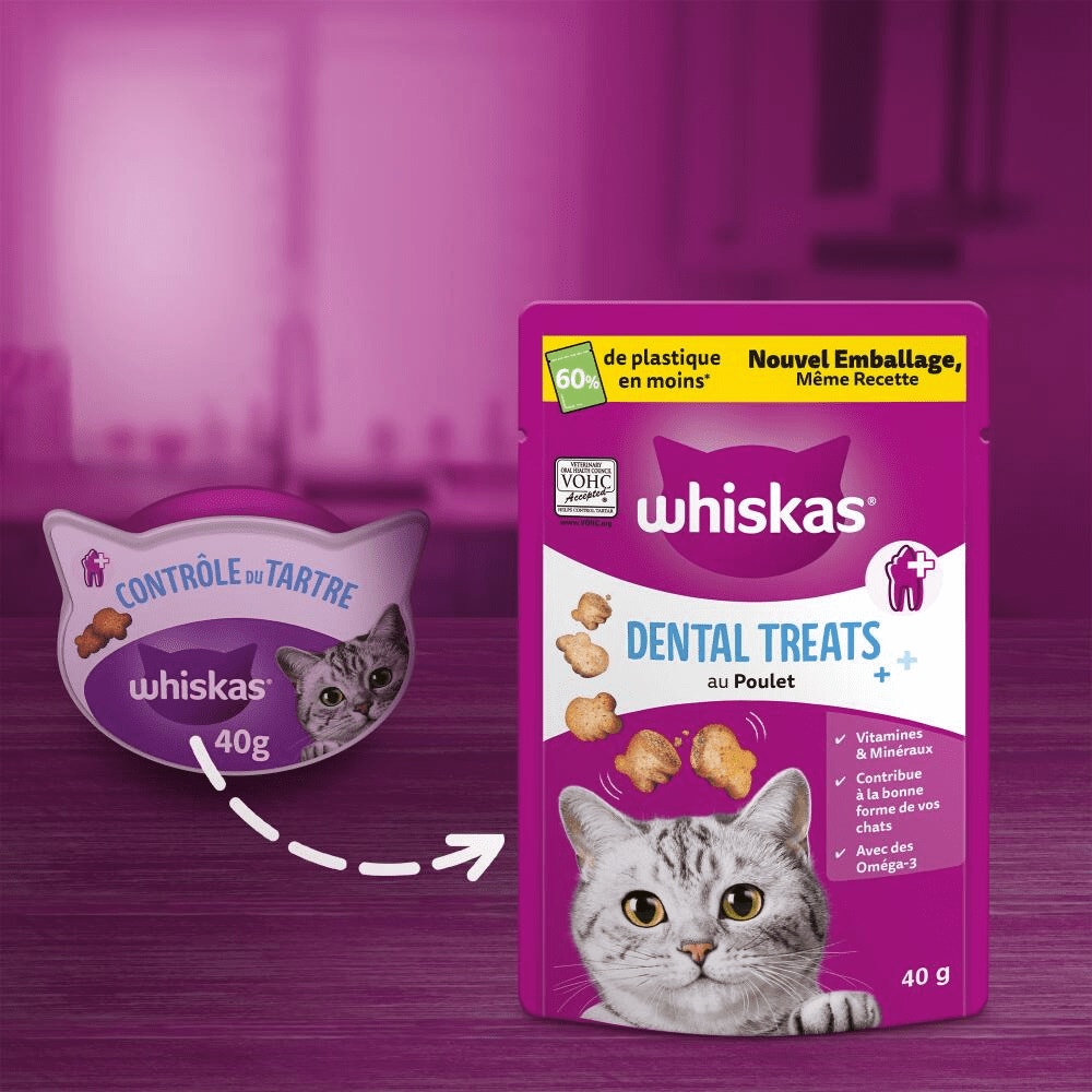 WHISKAS® Dental Treats Au Poulet Friandises Pour Chat Adulte 40g - 6