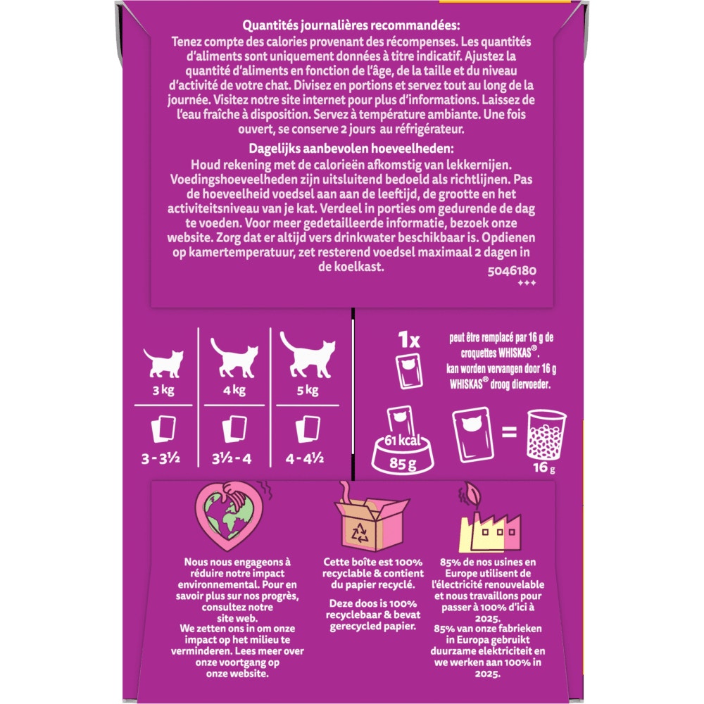 WHISKAS® Sachets Fraîcheur Les Festins À La Volaille En Sauce Pour Chat Senior 4 Variétés 12 x 85g - 4