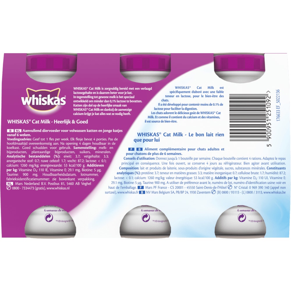 WHISKAS® Lait En Bouteille Pour Chat Adult et Chatons 3 x 200ml - 2