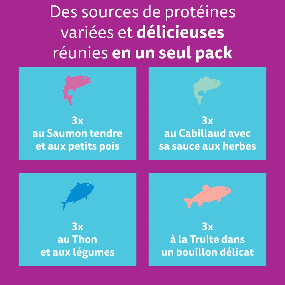 WHISKAS® Sachet Fraîcheur Les Aromatic Selection Délices de produits de la Mer Pour Chat Adulte 4 variétés 12 x 85g - 2