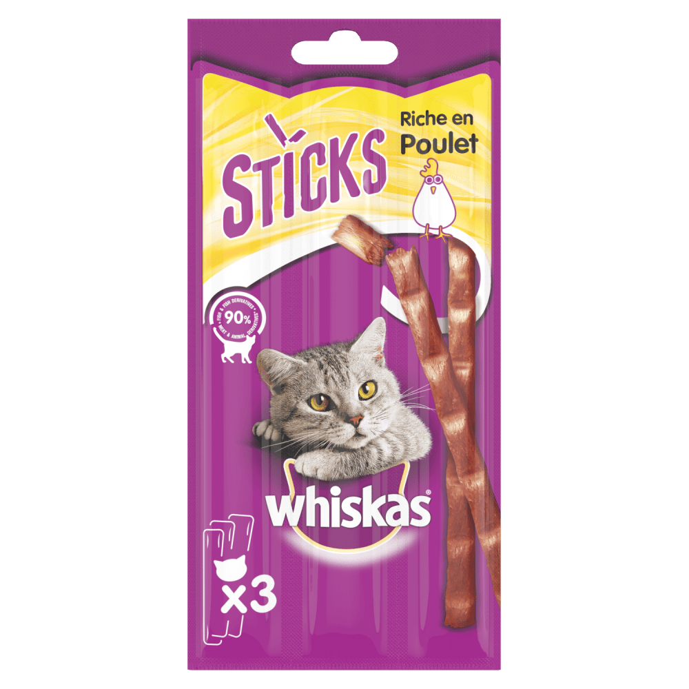 WHISKAS® Sticks Au Poulet Friandises Pour Chat Adulte 3 x 6g - 1