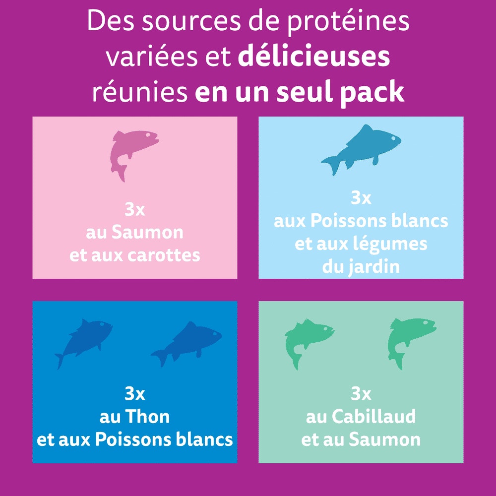 WHISKAS® Tasty Mix Sachets Fraîcheur Poisson Du Jour En Sauce Pour Chat Adulte 4 Variétés 12 x 85g - 2