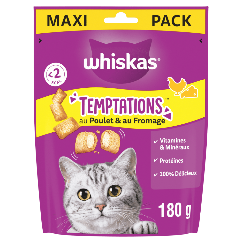 WHISKAS® TEMPTATIONS™ Au Poulet Et Fromage Friandises Pour Chat Adulte 180g - 1