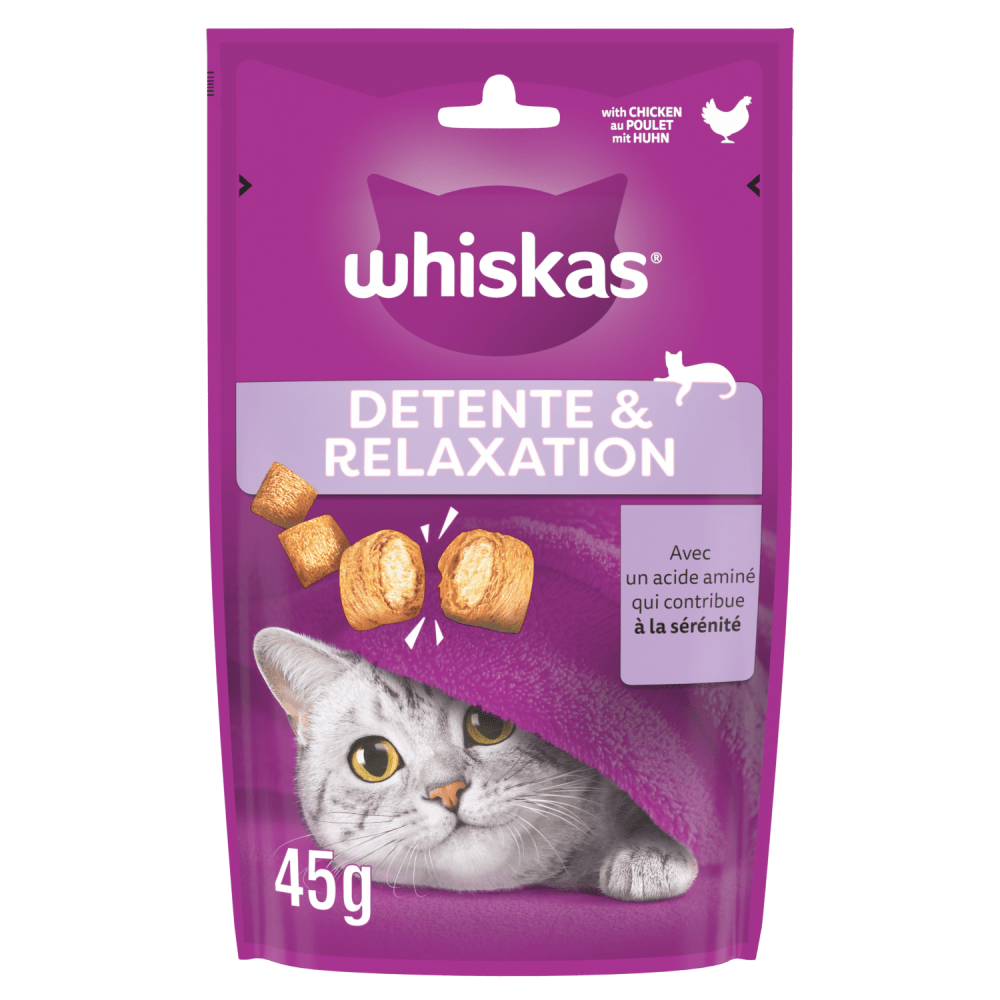 WHISKAS® Relax & Unwind Détente & Relaxation au Poulet Aliment complémentaire pour Chat Adulte 45g - 1