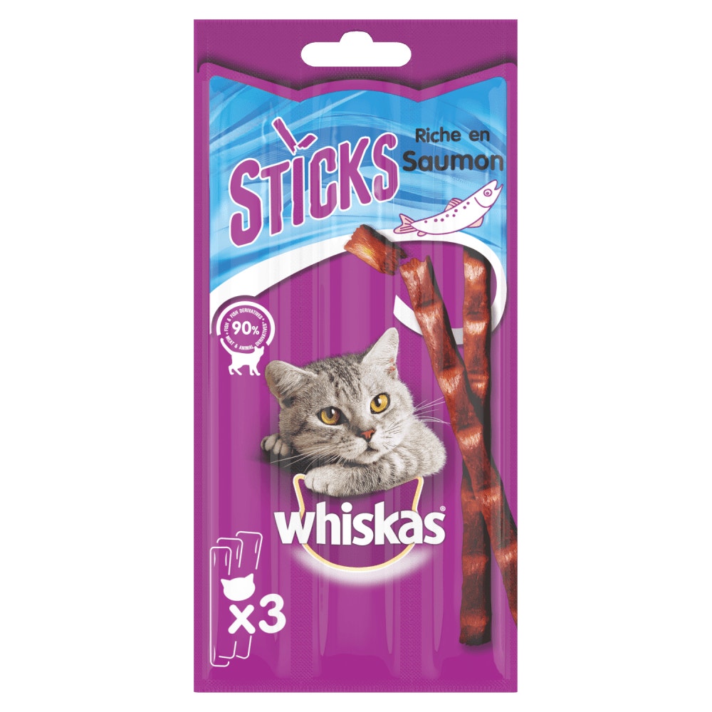 WHISKAS® Sticks Au Saumon Friandises Pour Chat Adulte 3 x 6g - 1