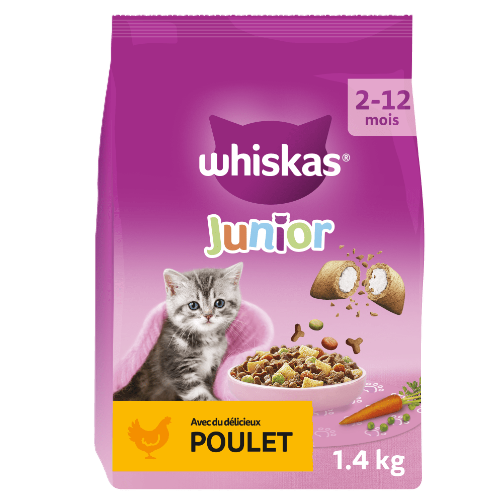 WHISKAS® Junior Croquettes Au Poulet Pour Chaton 1,4kg - 1