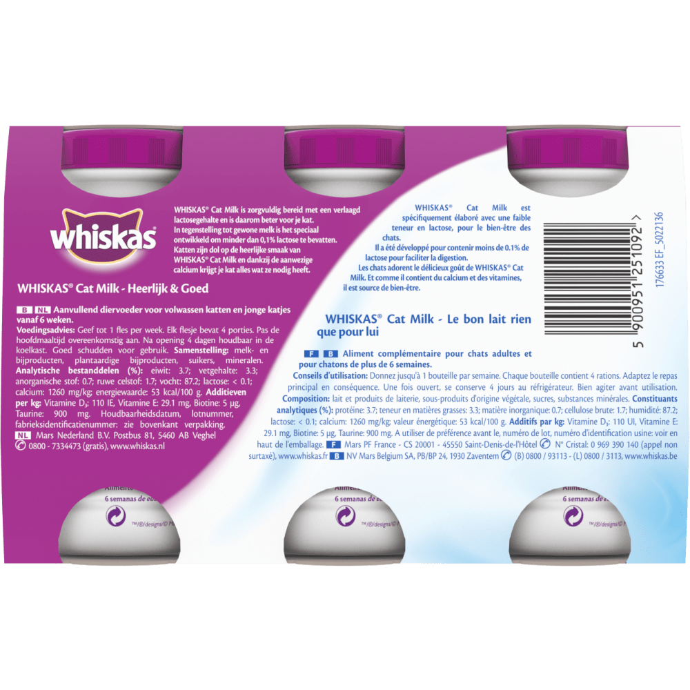 WHISKAS® Lait En Bouteille Pour Chat Adult et Chatons 3 x 200ml - 2