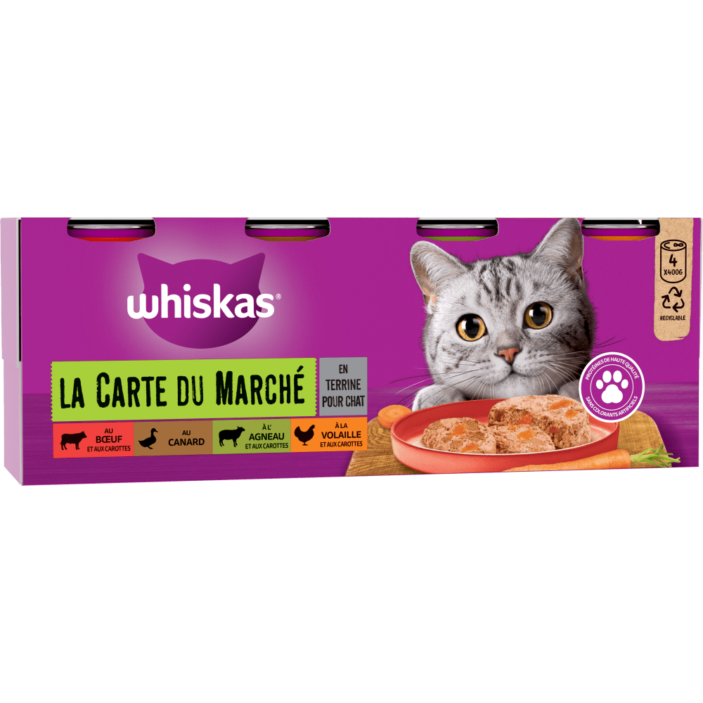 La Carte du Marché En Terrine Pour Chat Adulte 4 Variétés
